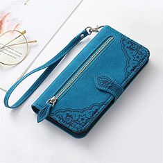 Leather Case Stands Flip Cover Holder S14D for Nokia G22 Blue