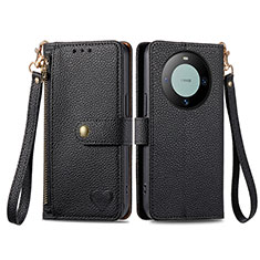 Leather Case Stands Flip Cover Holder S15D for Huawei Mate 60 Black