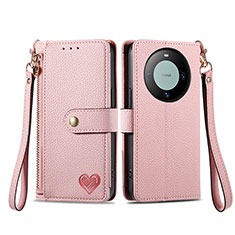 Leather Case Stands Flip Cover Holder S15D for Huawei Mate 60 Pink