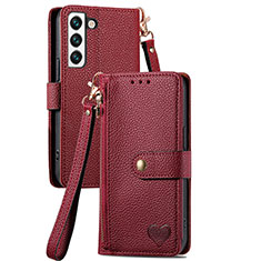 Leather Case Stands Flip Cover Holder S15D for Samsung Galaxy S23 5G Red