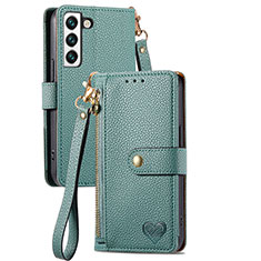 Leather Case Stands Flip Cover Holder S15D for Samsung Galaxy S24 5G Green