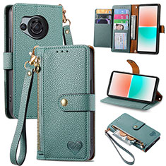 Leather Case Stands Flip Cover Holder S15D for Sharp Aquos R8 Green