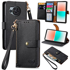 Leather Case Stands Flip Cover Holder S15D for Sharp Aquos R8s Black