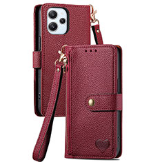 Leather Case Stands Flip Cover Holder S15D for Xiaomi Redmi 12 4G Red