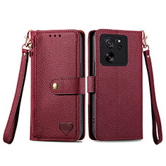 Leather Case Stands Flip Cover Holder S15D for Xiaomi Redmi K60 Ultra 5G Red