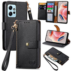 Leather Case Stands Flip Cover Holder S15D for Xiaomi Redmi Note 12 4G Black