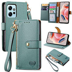 Leather Case Stands Flip Cover Holder S15D for Xiaomi Redmi Note 12 4G Green