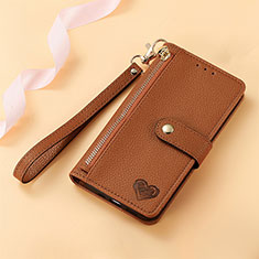 Leather Case Stands Flip Cover Holder S16D for Nothing Phone 2 Brown