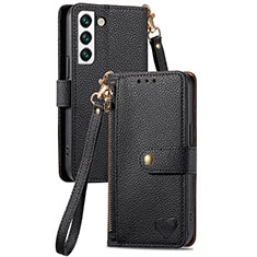 Leather Case Stands Flip Cover Holder S16D for Samsung Galaxy S23 Plus 5G Black