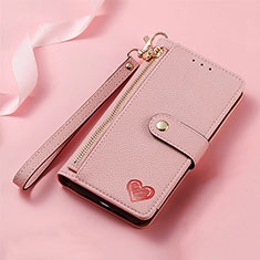 Leather Case Stands Flip Cover Holder S16D for Samsung Galaxy S24 Ultra 5G Pink