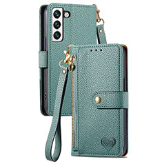 Leather Case Stands Flip Cover Holder S16D for Samsung Galaxy S25 5G Green