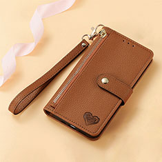 Leather Case Stands Flip Cover Holder S16D for Samsung Galaxy S25 Ultra 5G Brown