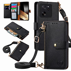 Leather Case Stands Flip Cover Holder S16D for Xiaomi Mi 13T 5G Black