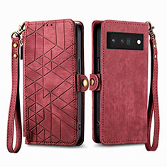 Leather Case Stands Flip Cover Holder S17D for Google Pixel 6 Pro 5G Red