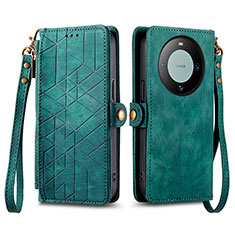 Leather Case Stands Flip Cover Holder S17D for Huawei Mate 60 Pro+ Plus Green