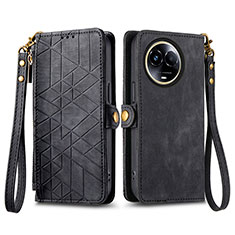 Leather Case Stands Flip Cover Holder S17D for Realme V50 5G Black