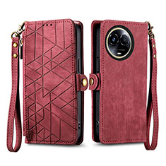 Leather Case Stands Flip Cover Holder S17D for Realme V50 5G Red