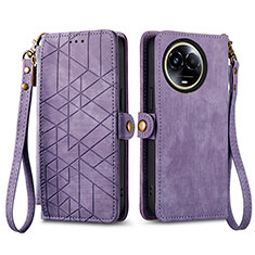 Leather Case Stands Flip Cover Holder S17D for Realme V50s 5G Purple