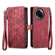 Leather Case Stands Flip Cover Holder S17D for Realme V50s 5G Red