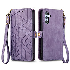 Leather Case Stands Flip Cover Holder S17D for Samsung Galaxy A34 5G Purple