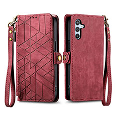 Leather Case Stands Flip Cover Holder S17D for Samsung Galaxy A34 5G Red