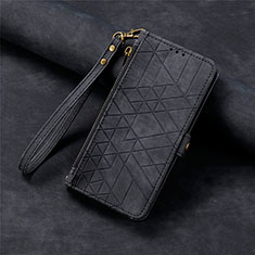 Leather Case Stands Flip Cover Holder S18D for Samsung Galaxy S24 Plus 5G Black