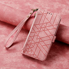 Leather Case Stands Flip Cover Holder S18D for Samsung Galaxy S25 Ultra 5G Pink