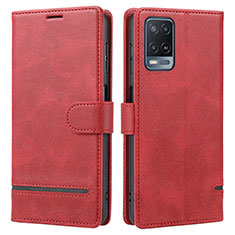 Leather Case Stands Flip Cover Holder SY1 for Oppo A54 4G Red