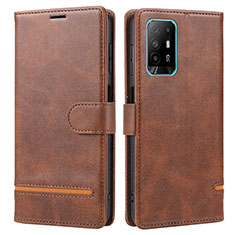 Leather Case Stands Flip Cover Holder SY1 for Oppo A95 5G Brown