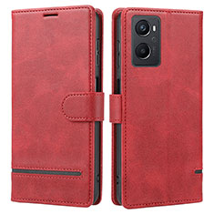 Leather Case Stands Flip Cover Holder SY1 for Oppo A96 5G Red