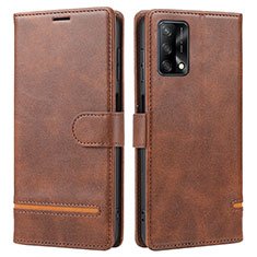 Leather Case Stands Flip Cover Holder SY1 for Oppo F19 Brown