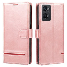 Leather Case Stands Flip Cover Holder SY1 for Oppo F21 Pro 5G Pink