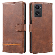 Leather Case Stands Flip Cover Holder SY1 for Oppo F21s Pro 5G Brown