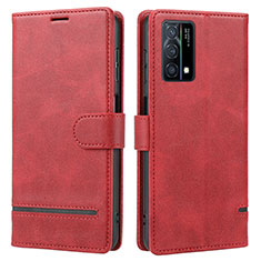Leather Case Stands Flip Cover Holder SY1 for Oppo K9 5G Red
