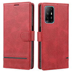 Leather Case Stands Flip Cover Holder SY1 for Oppo Reno5 Z 5G Red