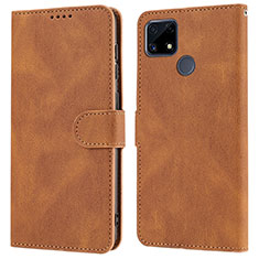 Leather Case Stands Flip Cover Holder SY1 for Realme C12 Brown