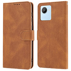 Leather Case Stands Flip Cover Holder SY1 for Realme C30 Brown