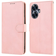 Leather Case Stands Flip Cover Holder SY1 for Realme C55 Pink