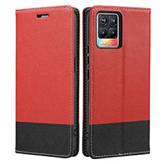 Leather Case Stands Flip Cover Holder SY2 for Realme 8 4G Red