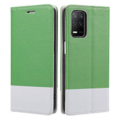 Leather Case Stands Flip Cover Holder SY2 for Realme 8s 5G Green