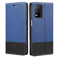 Leather Case Stands Flip Cover Holder SY2 for Realme 9 5G India Blue