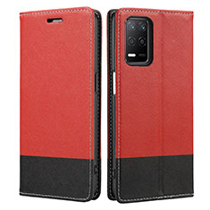 Leather Case Stands Flip Cover Holder SY2 for Realme 9 5G India Red