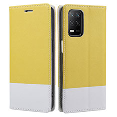 Leather Case Stands Flip Cover Holder SY2 for Realme 9 5G India Yellow