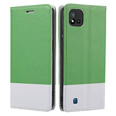 Leather Case Stands Flip Cover Holder SY2 for Realme C11 (2021) Green