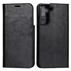 Leather Case Stands Flip Cover Holder T01D for Samsung Galaxy S21 FE 5G Black