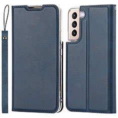 Leather Case Stands Flip Cover Holder T03D for Samsung Galaxy S22 Plus 5G Blue