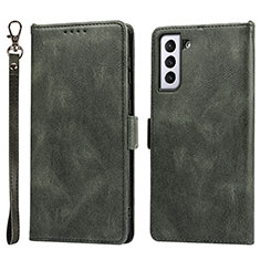 Leather Case Stands Flip Cover Holder T04D for Samsung Galaxy S23 Plus 5G Green