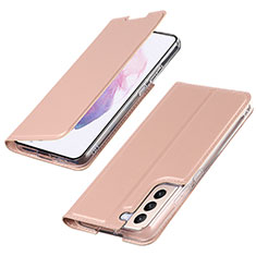 Leather Case Stands Flip Cover Holder T07D for Samsung Galaxy S21 Plus 5G Rose Gold