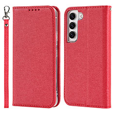 Leather Case Stands Flip Cover Holder T08D for Samsung Galaxy S22 5G Red