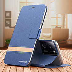 Leather Case Stands Flip Cover Holder TB1 for Xiaomi Mi 13T Pro 5G Blue